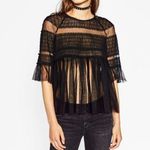 ZARA New with tags Sheer Tulle Top ( from the TRAFALUC collection) size S black Photo 2