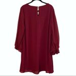 Entro Burgundy Sheer Long Sleeve Ruffle Flutter Dress Size Medium Photo 1