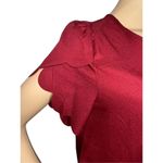 SheIn  Maroon Professional Lightweight Scalloped Short Sleeve Blouse Photo 1