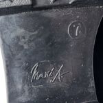 Mari A. Leather Lace Up Back Low Heel Mid Calf Boots Round Toe Black Size 7 Photo 5