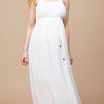 Motherhood Maternity Lace Hem Boho Maxi Dress in White size Small, NWOT Photo 2