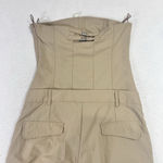 ZARA Strapless Jumpsuit Off The Shoulder Wide Leg Khaki Size S Blogger Fav New Photo 4