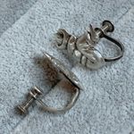 Vintage Sitting Farmer Wearing Hat Figure Mexico Silver Screw Back Earrings Photo 2
