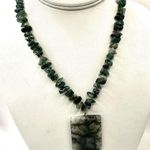Moss agate sterling silver pendant necklace Green Photo 9