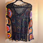 Handmade Crochet Sweater Black Multi Color M Photo 4