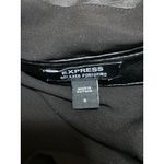 EXPRESS  Black Faux Leather Trim Collar Long Sleeve Button Up Shirt Blouse Top S Photo 2