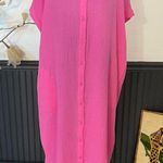 Meet Me In Santorini Gauzy Button Up Brook Maxi Dress in Fuchsia ~ Size M 💛🍄 Pink Size M Photo 0