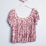 Free People Baby Pink Leopard Print Mesh Top Photo 6