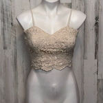  Trac Beige Lace Crop Top Bralette Bustier Size L Photo 0