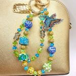 Handmade 🪺Luxury Bag Charm Chain / Phone Chain /Keychain HUMMINGBIRD Bling Crystal Beads Photo 0