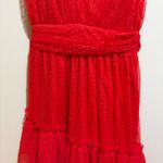 VICI  Carrie in Paris Tie Shoulder Tulle Tiered Polka Dot Midi Dress Photo 7