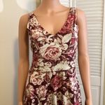 CHAPS Size Small NWT Noel Floral Sleeveless Jersey Midi Dress Wine Cream Roses Photo 3