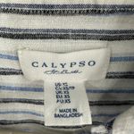 CALYPSO St Barth Striped Linen Blend Tie Front Shirt Womens XS Blue Black White Photo 3