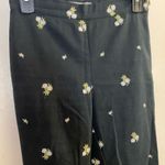 Urban Outfitters Womens Black Pants S Small 26” Embroidered Flowers Allover Photo 1