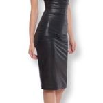 Avec Les Filles New Black One Shoulder Faux Leather Body-Con Dress Photo 2