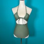 Aerie NWT Ruched Cut Out One Piece Swimsuit Women's Olive Fun Size XS Long Photo 1