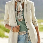 Peruvian Connection  Belda Blazer Jacket Lyocell Linen Cream Classic Western 2 Photo 0