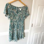 Anthropologie Maeve Point Breeze Teal Blue Floral Boho Romper Size 8 Photo 3
