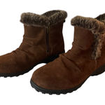Khombu  Lisa Brown Suede Faux Fur Side Zip Boots Size 9 Photo 0