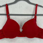 Adrienne Vittadini Studio Bra‎ Size 36B Red Plunge Push Up Mesh Accents Photo 0
