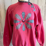 Vintage Floral Appliqué Cottagecore DIY Grunge Sweatshirt XL Hanes Her Way Pink Photo 0