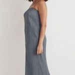 Madewell Womens The Goldie Dress in Plissé Column Midi Teapot Blue 6 Photo 1