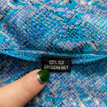 Tolani Silk Blue Snakeskin Print Cutout Mesh Sleeve Blouse Size US Medium Photo 10