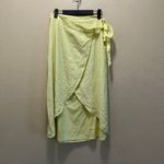 American Eagle  Pastel Yellow Side Tie Wrap Midi Skirt Neon Spring Size Medium Photo 2