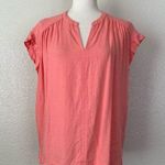 Splendid Splended Linen Blend Coral Split neck Top, Sz Medium Photo 0