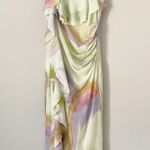ZARA  Size S Multicolor Ruffle Tulle Midi Dress Lined Sleeveless Watercolor Photo 0