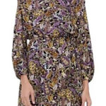 ZARA  Mini Dress Long sleeve Paisley Silky Satin Multicolored party cocktail M Photo 0