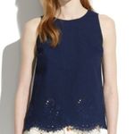 Madewell  Iris Lace Chambray Tank Top Embroidered Floral Blue Size Small S Photo 0