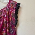 Self Esteem Vintage Y2K Sheer Floral Blouse Lace Trim Magenta L  Photo 3