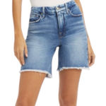 Good American  Good Icon Bermuda Denim Shorts 90s Distressed Medium Wash 12 / 31 Photo 0