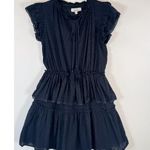 TALULAH Womens Dress Black Mini Layered Ruffle Swiss Dot V Neck Fit Flare Small Photo 4