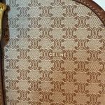 CELINE Vintage Crossbody Bag Macadam Canvas And Tan Brown Leather Trim With Gold Photo 3