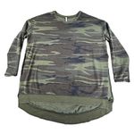 Z Supply  Camo Sweater M Long Sleeve Crew Neck Distressed Hem Weekender Boho Slit Photo 0