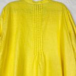 Ali Miles Linen Tunic Size XL Butter Yellow Pintuck Roll Tab Sleeve Coastal Photo 4