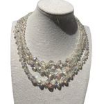 Vintage 3 Strand AB Aurora Borealis Crystal Faceted Beads Style Necklace 15.5” White Photo 8