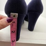 Aquatalia  Quilted Suede leather Navy Pumps closed toe block heel women’s size 11 Photo 8