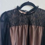 Oliver.O Black and Pink Ruffled Bib Collar Blouse Large black and cream new Photo 3