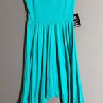 EXPRESS sz S blue teal strapless tube flare dress NWT Photo 0