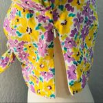 River Island Floral Print Puff Sleeve Crop Top, Yellow/Purple, Small/Size 4, NWT Photo 10
