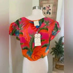 Anthropologie Farm Rio Cut-Out Top in Red Motif Size XL NWT $148 Photo 2