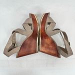 Steve Madden Showntel Platform Wedge Sandal Strappy Suede Neutral Tan Size 9M Photo 2