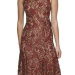 Calvin Klein  2 Lace Brown Dress Floral A-Line Sheath Fringe Formal Wedding Party Photo 0