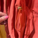 ZARA Front Zip Gold Snap Cinched Waist Military Utility Jacket Coral Pink Large Photo 14