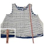 Anthropologie  Postmark Crochet Lace Overlay Striped Swing Tank - White/Blue - M Photo 2