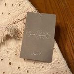 HD in Paris Anthropologie  Ivory Linen Tiered Fringe Eyelet Lace Boho Skirt Sz 12 Photo 3