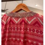 INC International Concepts‎ Pink Beaded V Neck Aztec Print Blouse Size Medium Black Photo 5